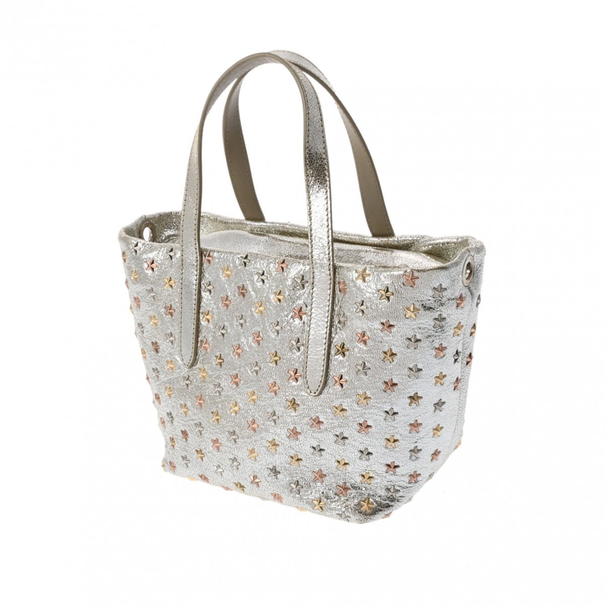 JIMMY CHOO Sarah Star Studded Silver Women's Leather Tote Bag