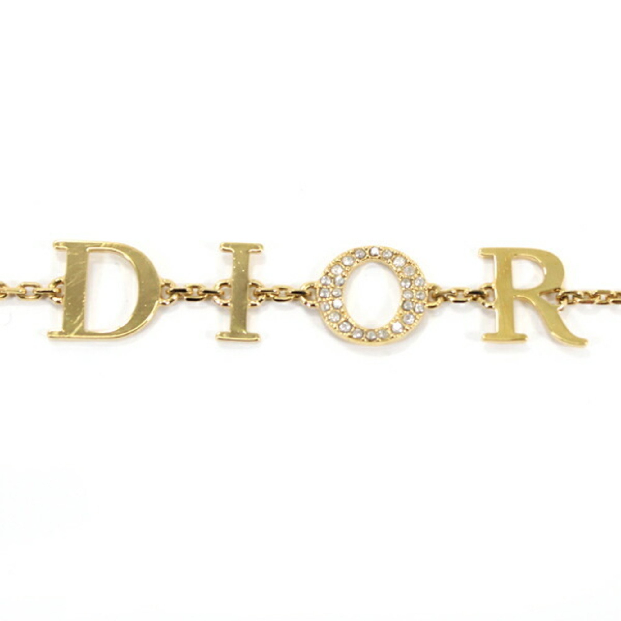 Christian Dior Bracelet Rhinestone Gold Men Women Sparkling Chain A1792