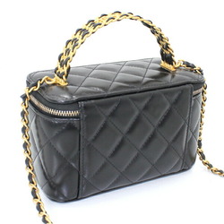 CHANEL Shoulder Bag 2way Chain Handle Matelasse Coco Mark Lambskin Black AP3315 Vanity Clutch Women's Handbag BB3404