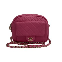 CHANEL Chanel Matelasse Cocomark Caviar Skin Leather Chain Shoulder Bag Pink 87686
