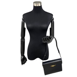 CARTIER Vintage Sapphire Line Calf Leather Genuine 2way Semi Shoulder Bag Pochette Navy 08070