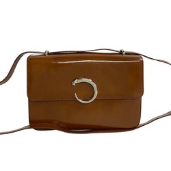 CARTIER Panther Line Logo Hardware Leather Genuine 2way Handbag Mini Shoulder Bag Brown 8dke260-6