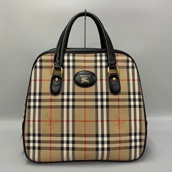 BURBERRY Nova Check Canvas Leather Handbag Tote Bag Boston A4 Storage Black 53093
