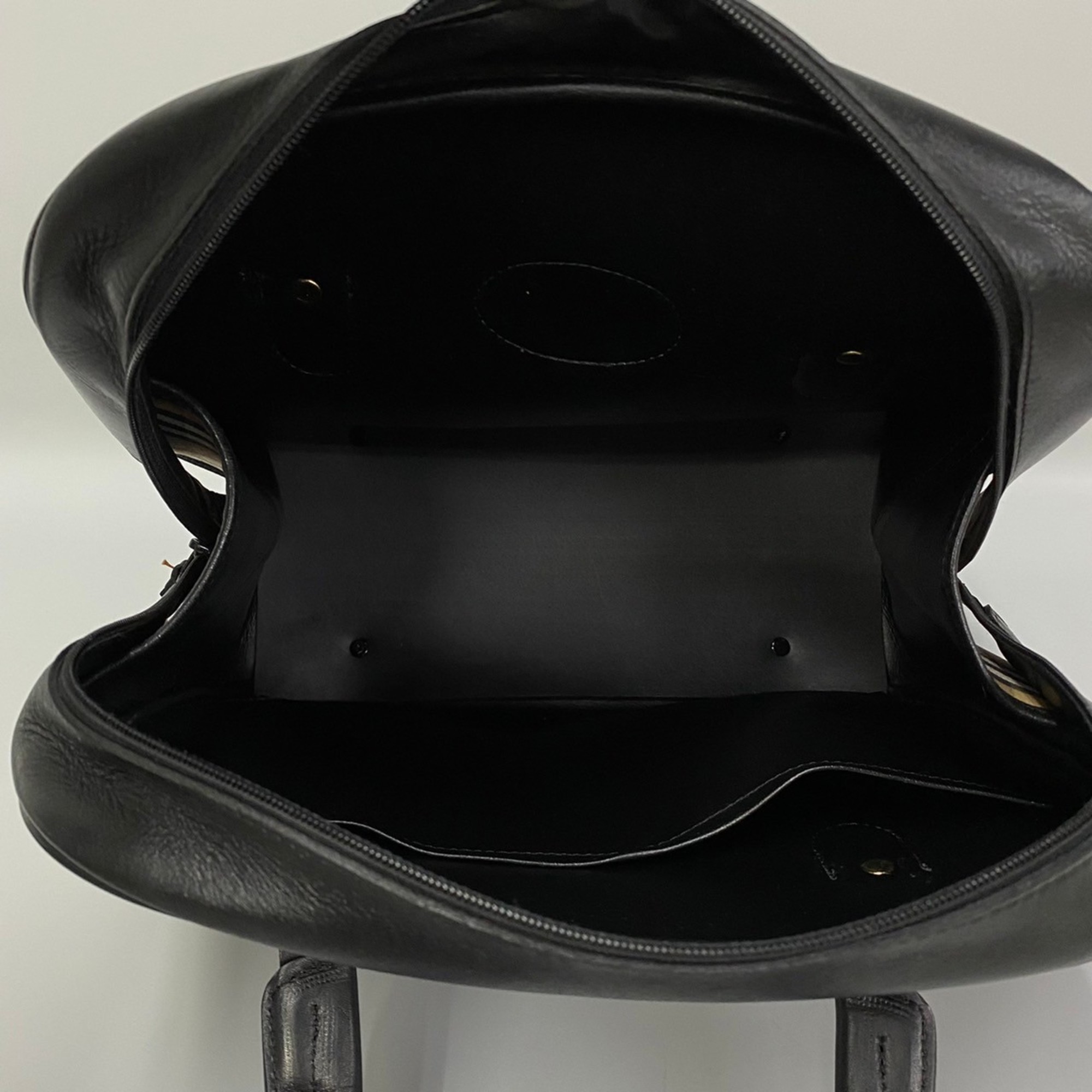 BURBERRY Nova Check Canvas Leather Handbag Tote Bag Boston A4 Storage Black 53093