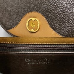 Christian Dior Vintage Logo Hardware Leather Genuine Mini Shoulder Bag Pochette Sacoche Brown 16222