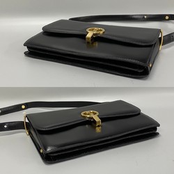 GUCCI Gucci Old Vintage GG Logo Metal Fittings Calf Leather 2way Handbag Shoulder Bag Black 10164