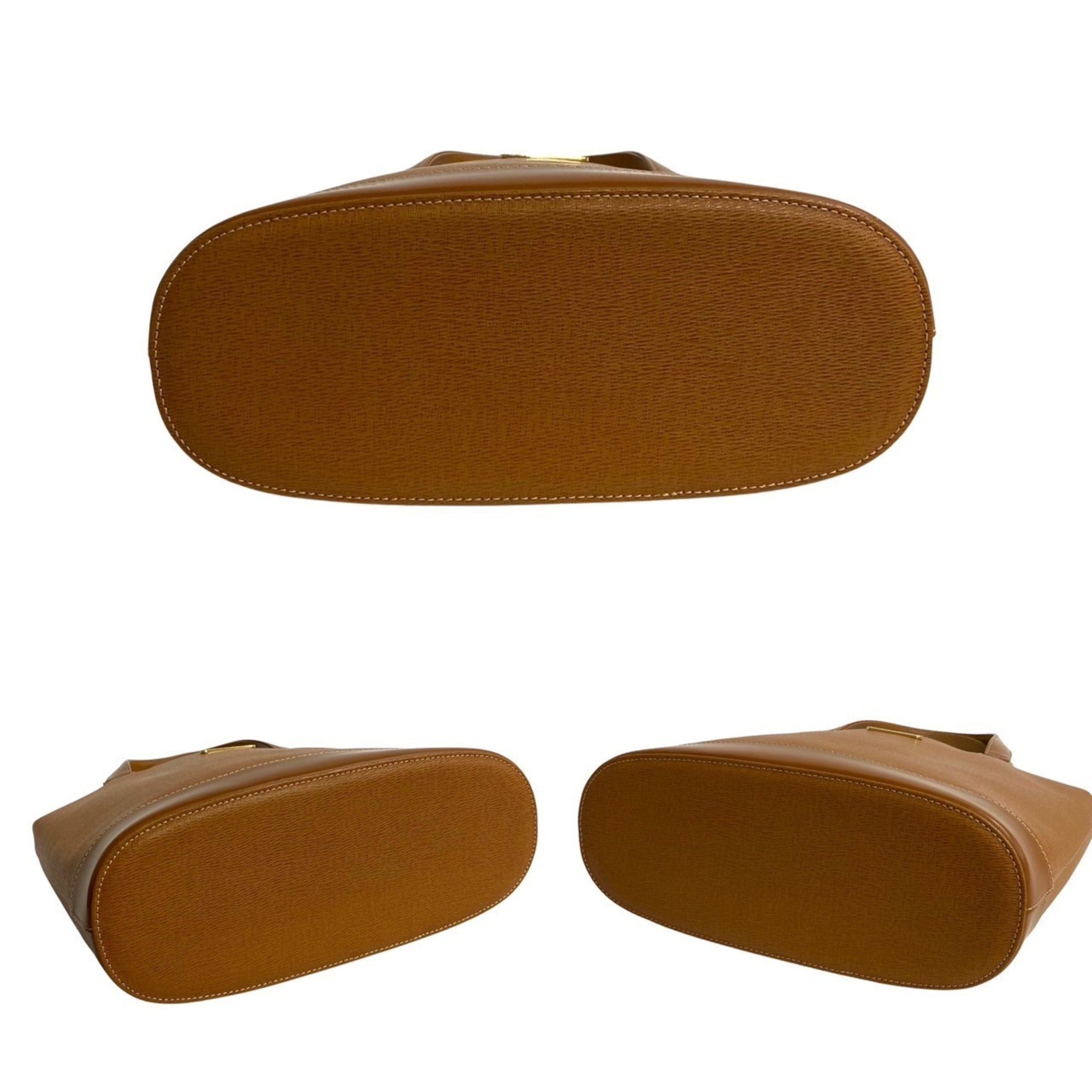 BURBERRY Nova Check Logo Hardware Leather Genuine Handbag Mini Tote Bag Brown 26647
