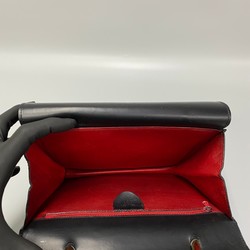 CELINE Vintage Logo Hardware Calf Leather Genuine Handbag Mini Tote Bag Black 24864