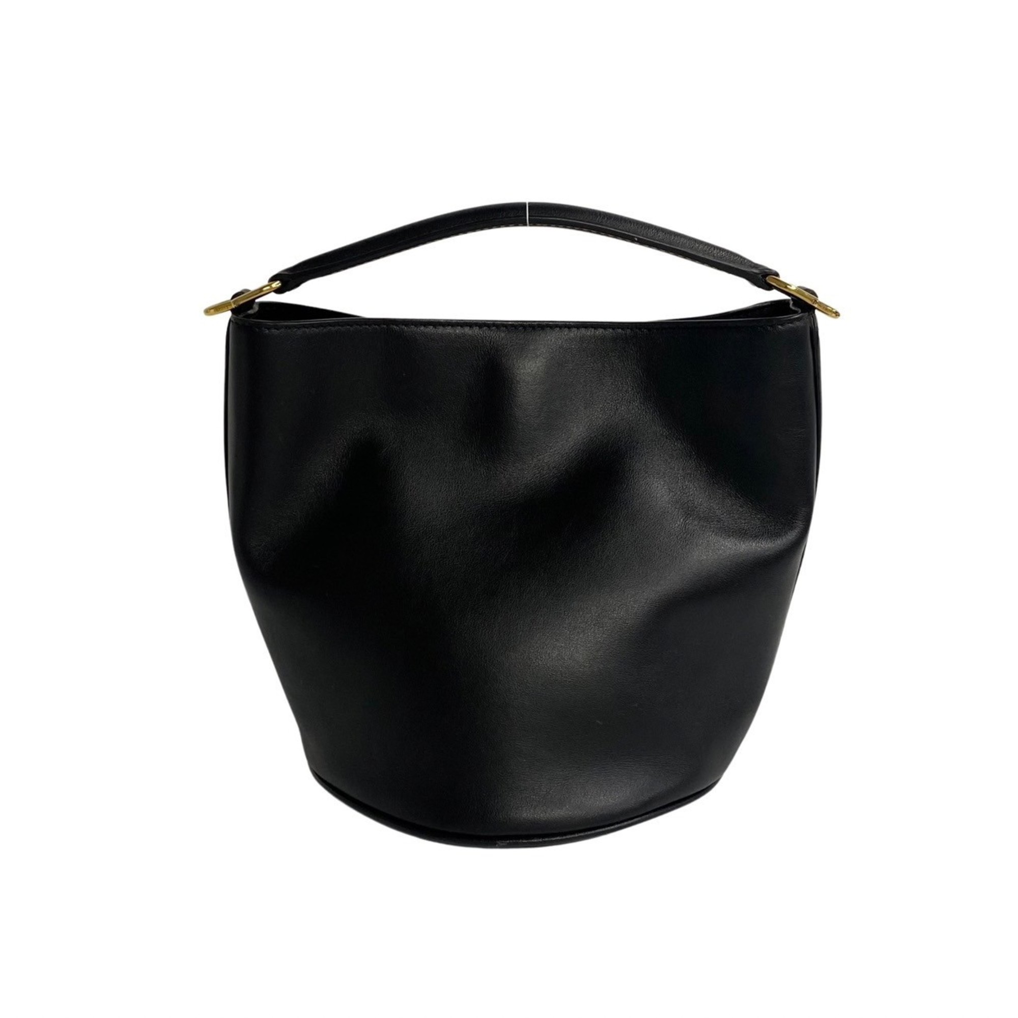 CELINE Bucket 16 Calf Leather Genuine 2way Turnlock Handbag Shoulder Bag Black 45852