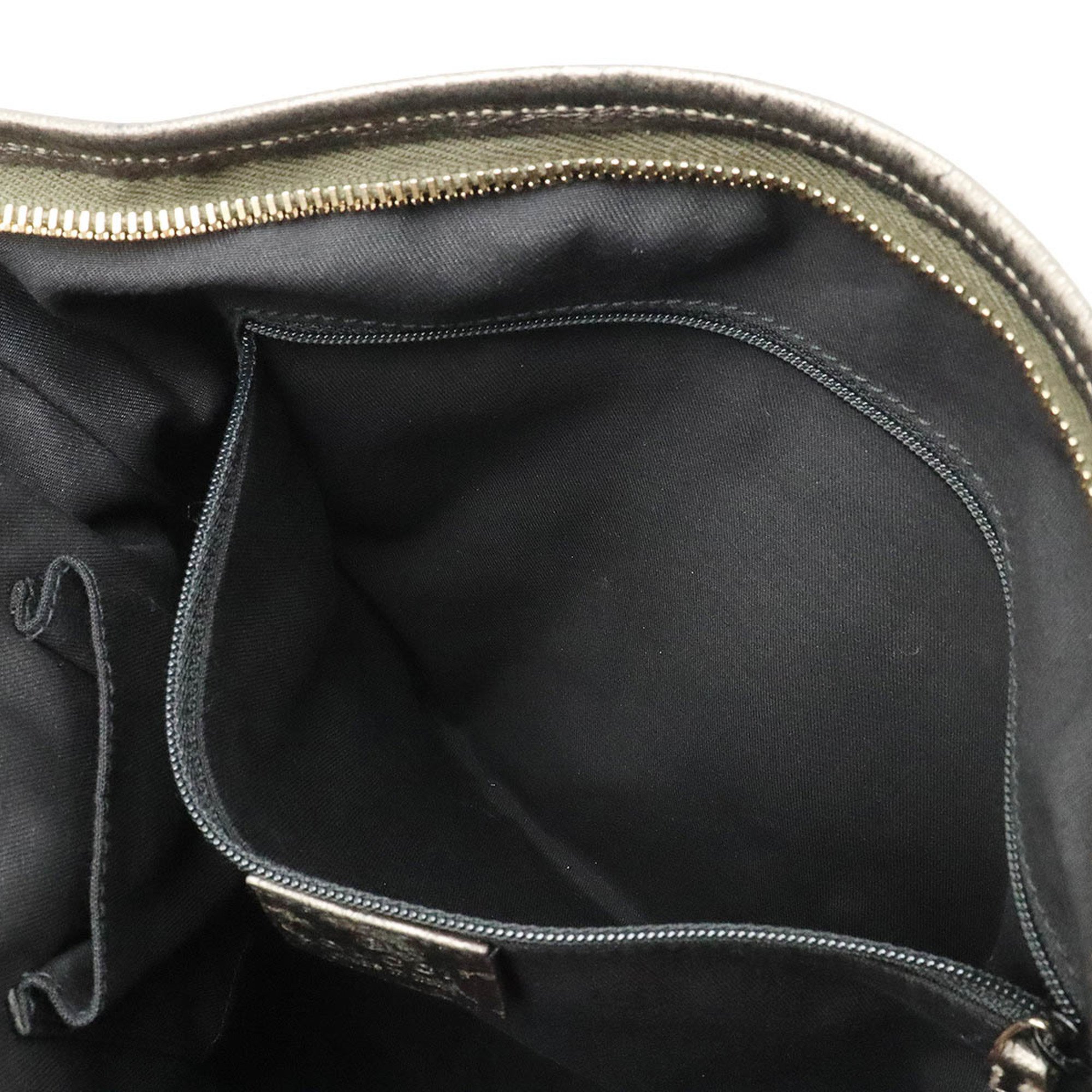 GUCCI GG Canvas Shoulder Bag Leather Beige Bronze 131326