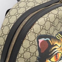 GUCCI Gucci GG Supreme Angry Cat LOVED Backpack Rucksack PVC Leather Khaki Beige Black 419584