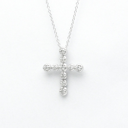 Tiffany Tenderness Cross Necklace White Gold (18K) Diamond Men,Women Fashion Pendant Necklace (Silver)