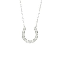 Tiffany Horseshoe Diamond Necklace Platinum 950 Diamond Men,Women Fashion Pendant Necklace (Silver)