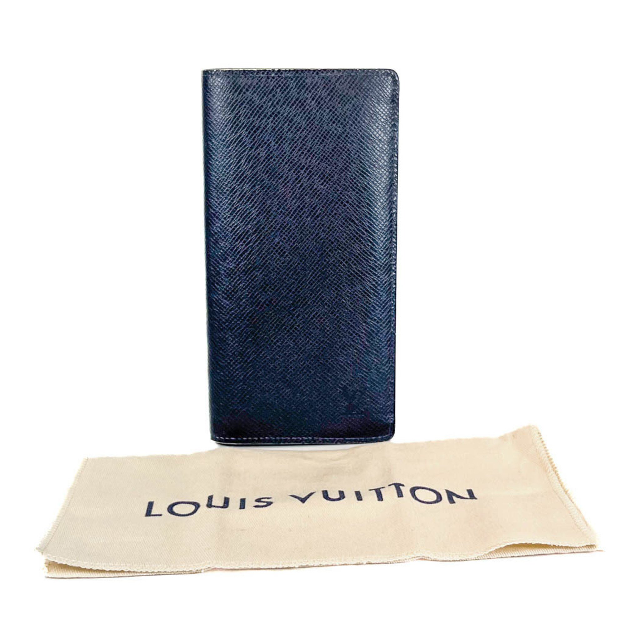 Louis Vuitton Taiga Brazza Wallet M30502 Men's Taiga Leather Long Wallet (bi-fold) Navy Blue