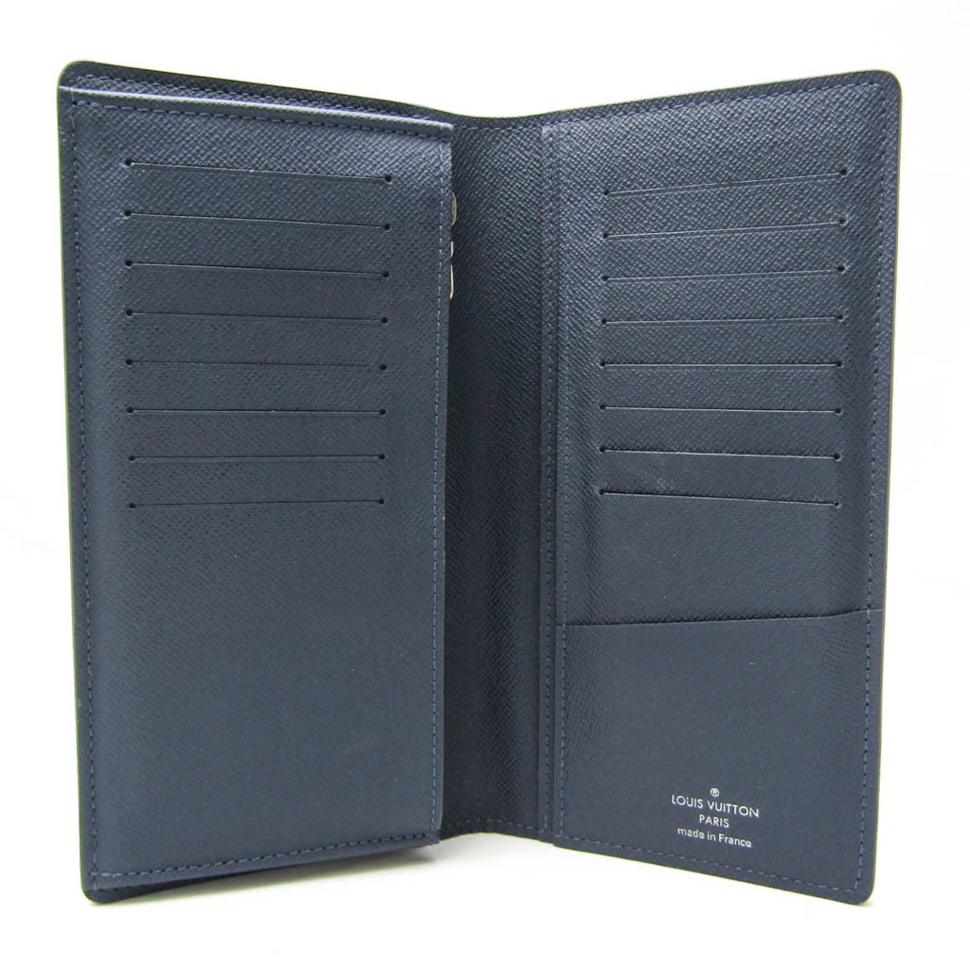 Louis Vuitton Taiga Brazza Wallet M30502 Men's Taiga Leather Long Wallet (bi-fold) Navy Blue