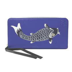 Loewe Carp Fish Anagram 153N30PF13 Men,Women Leather Long Wallet (bi-fold) Light Blue Gray,Navy,Royal Blue