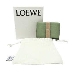 Loewe Vertical Anagram Women's Leather Wallet (tri-fold) Green,Light Beige