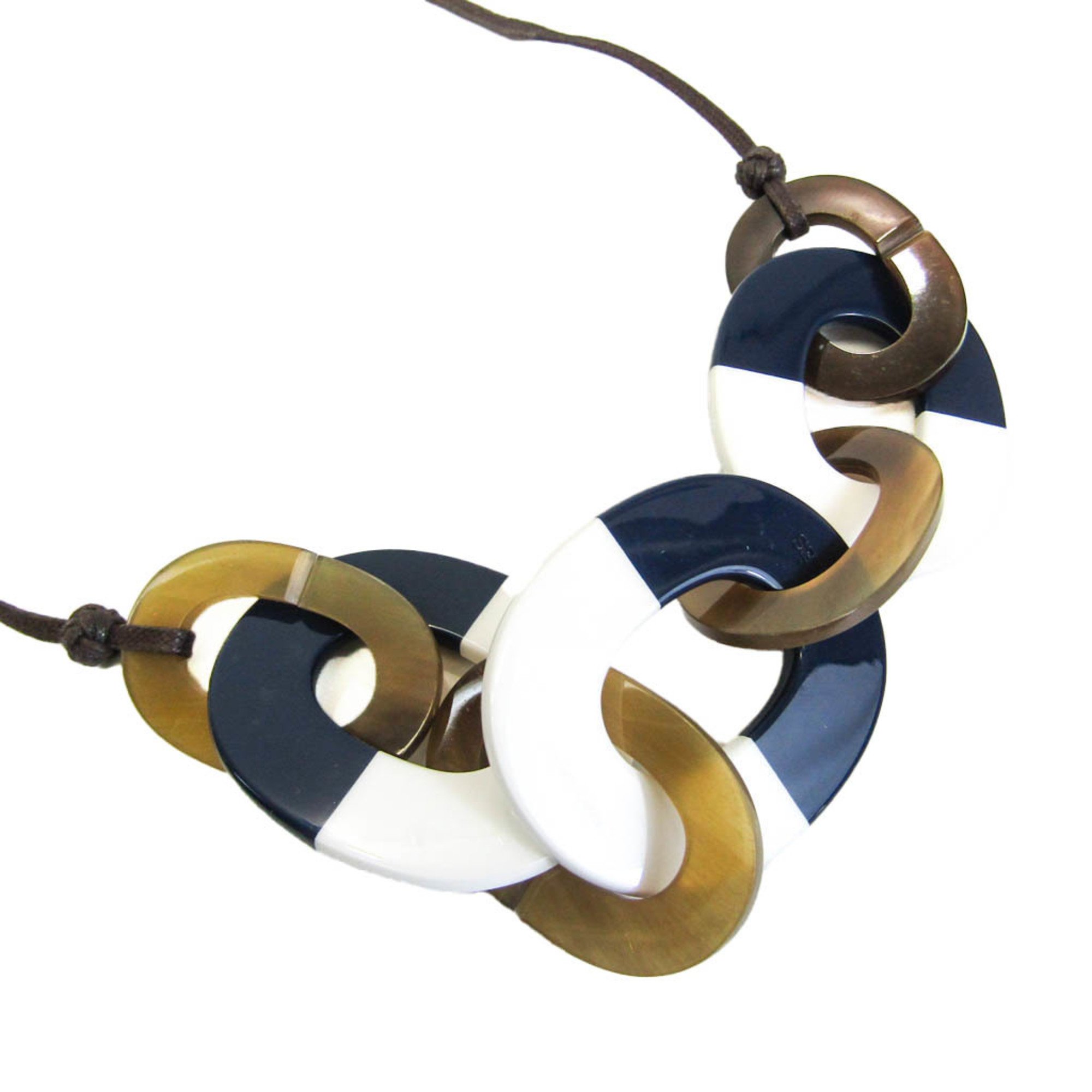 Hermes Horn Buffalo Horn Women's Necklace (Bleu Azteque,Brown,White)