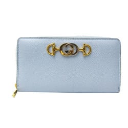 Gucci Zumi 570661 Women's Leather Long Wallet (bi-fold) Light Blue