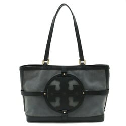 TORY BURCH Tory Burch Shoulder Bag Leather Coated Canvas Black Gray