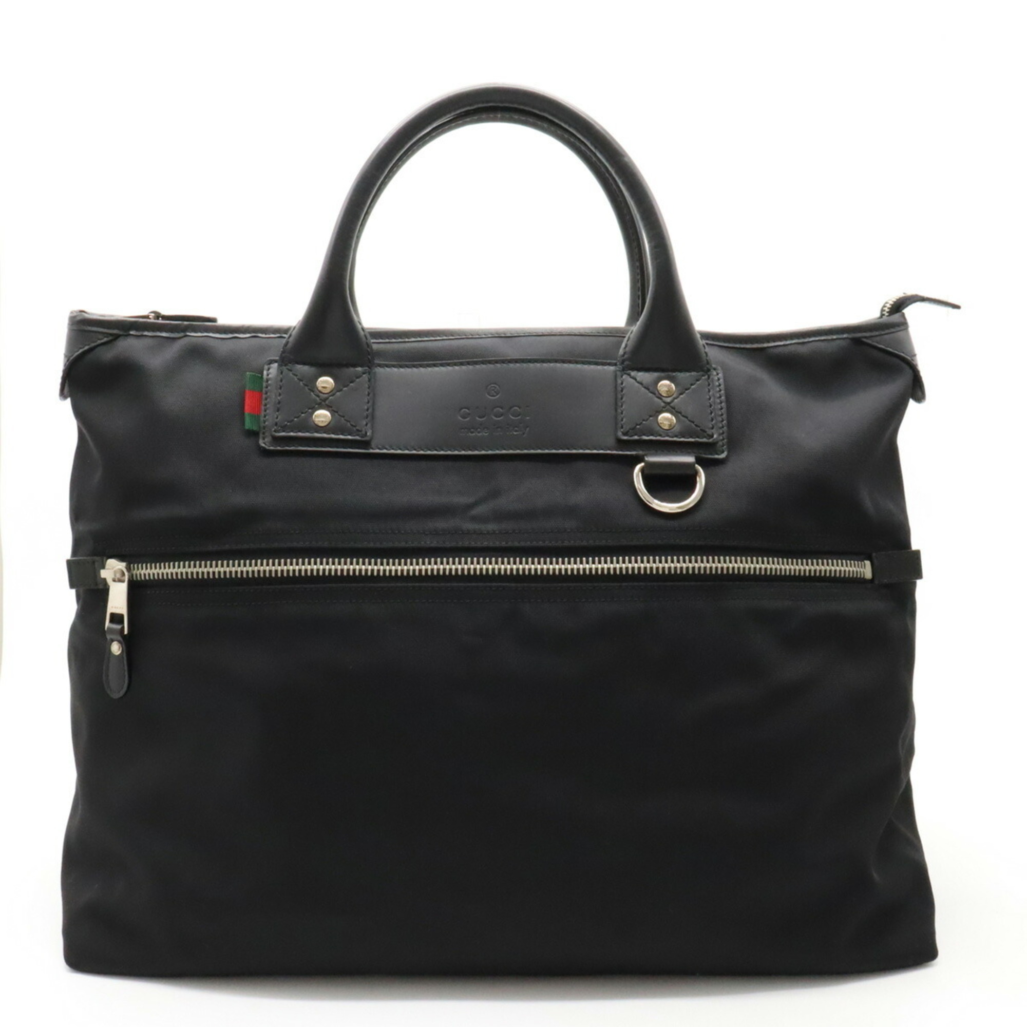 GUCCI Gucci Parana Web Loop Tote Bag Handbag Nylon Canvas Leather Black 246392