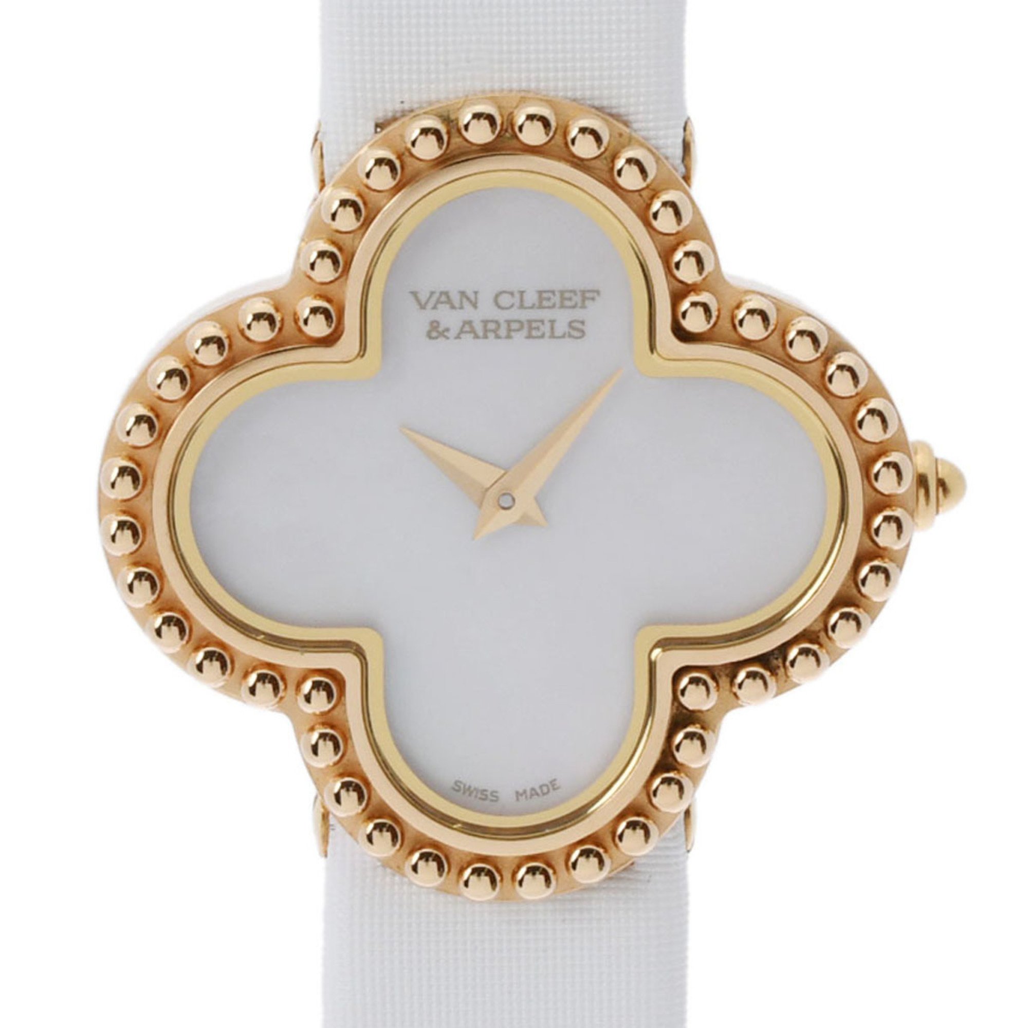 VAN CLEEF & ARPELS Van Cleef Arpels Alhambra Women's YG/Leather Watch Quartz Shell Dial