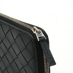 BOTTEGA VENETA Bottega Veneta Maxi Intrecciato Round Long Wallet Leather Black Green 593217
