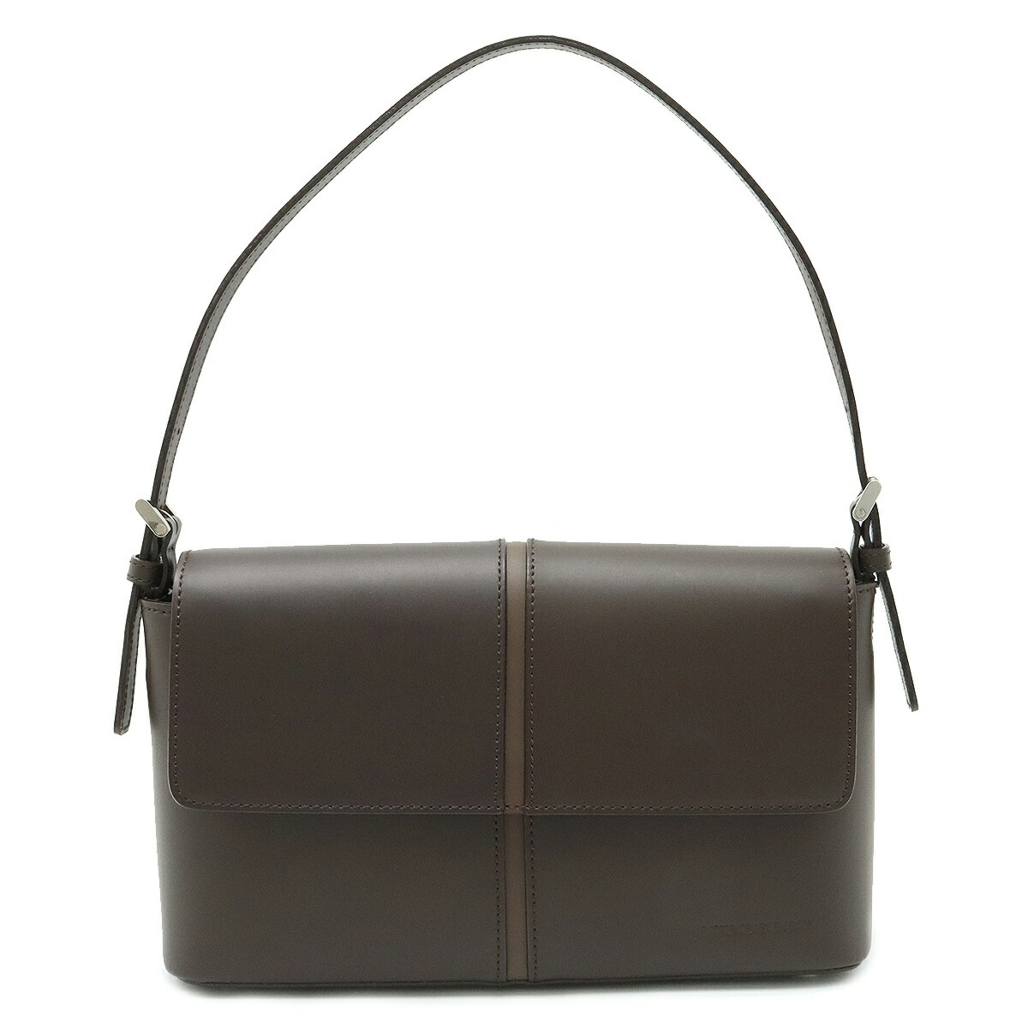 BURBERRY shoulder bag handbag leather dark brown