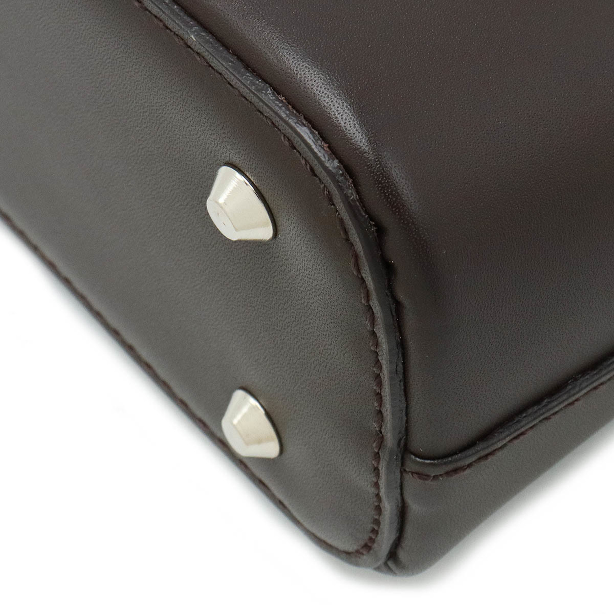BURBERRY shoulder bag handbag leather dark brown