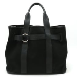 HERMES Petite Suntulle MM Tote Bag Handbag Canvas Leather Black □K engraved
