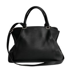 CARTIER C de Cartier leather genuine 2way handbag tote bag shoulder black 23890