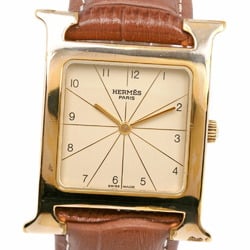 Hermes HERMES H watch wristwatch Ramsus RS1.501 stainless steel x gold plated leather Swiss made brown quartz analog display dial men's