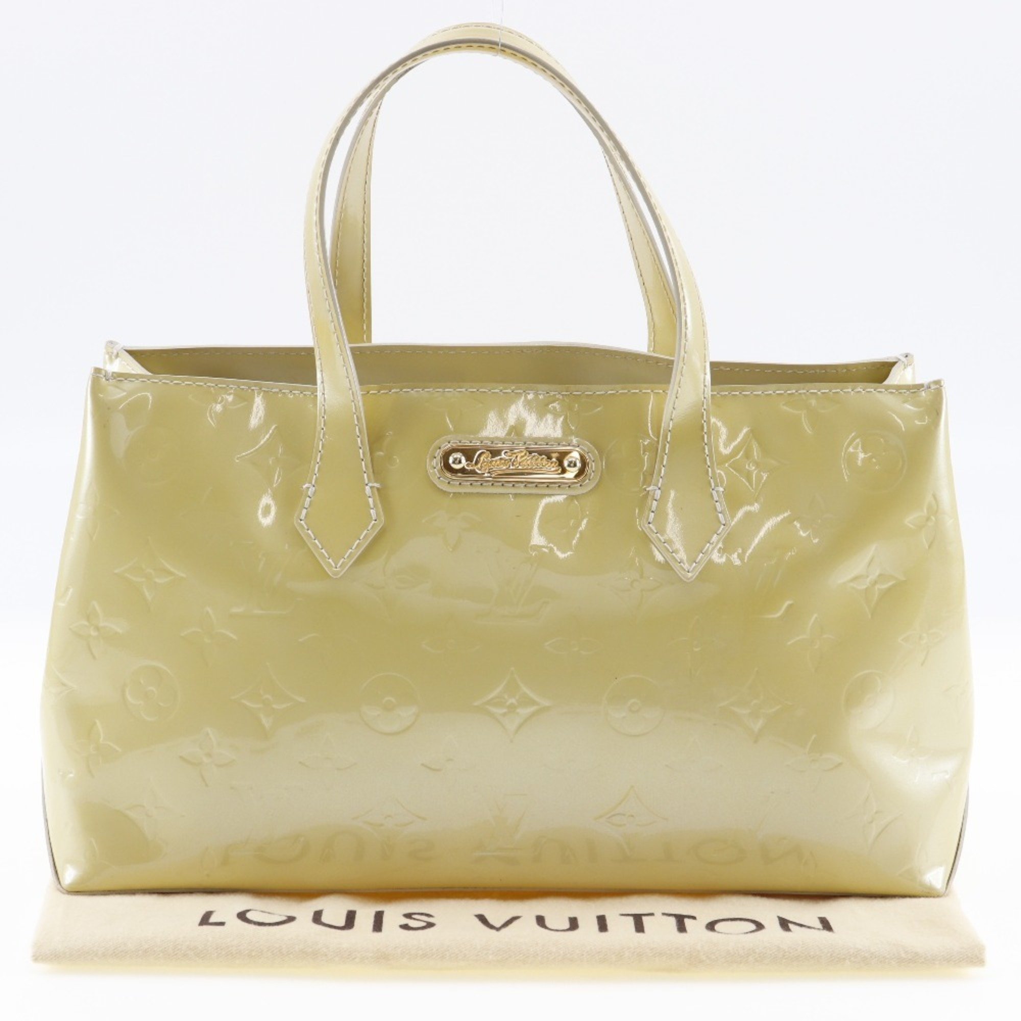 LOUIS VUITTON Wilsher PM Tote Bag M91452 Monogram Vernis Broncolailles Made in France 2011 Beige MI0171 Handbag A5 Open Women's