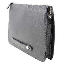 FENDI Clutch Bag Selleria Calf Gray A4 Zipper Men's