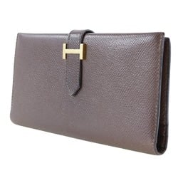 Hermes HERMES Baan Classic Long Wallet Vaux Epson Made in France Brown/Gold Hardware Belt classic Men's Women's