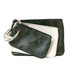 Fendi Triplet Bag Clutch Leather Green Ladies FENDI