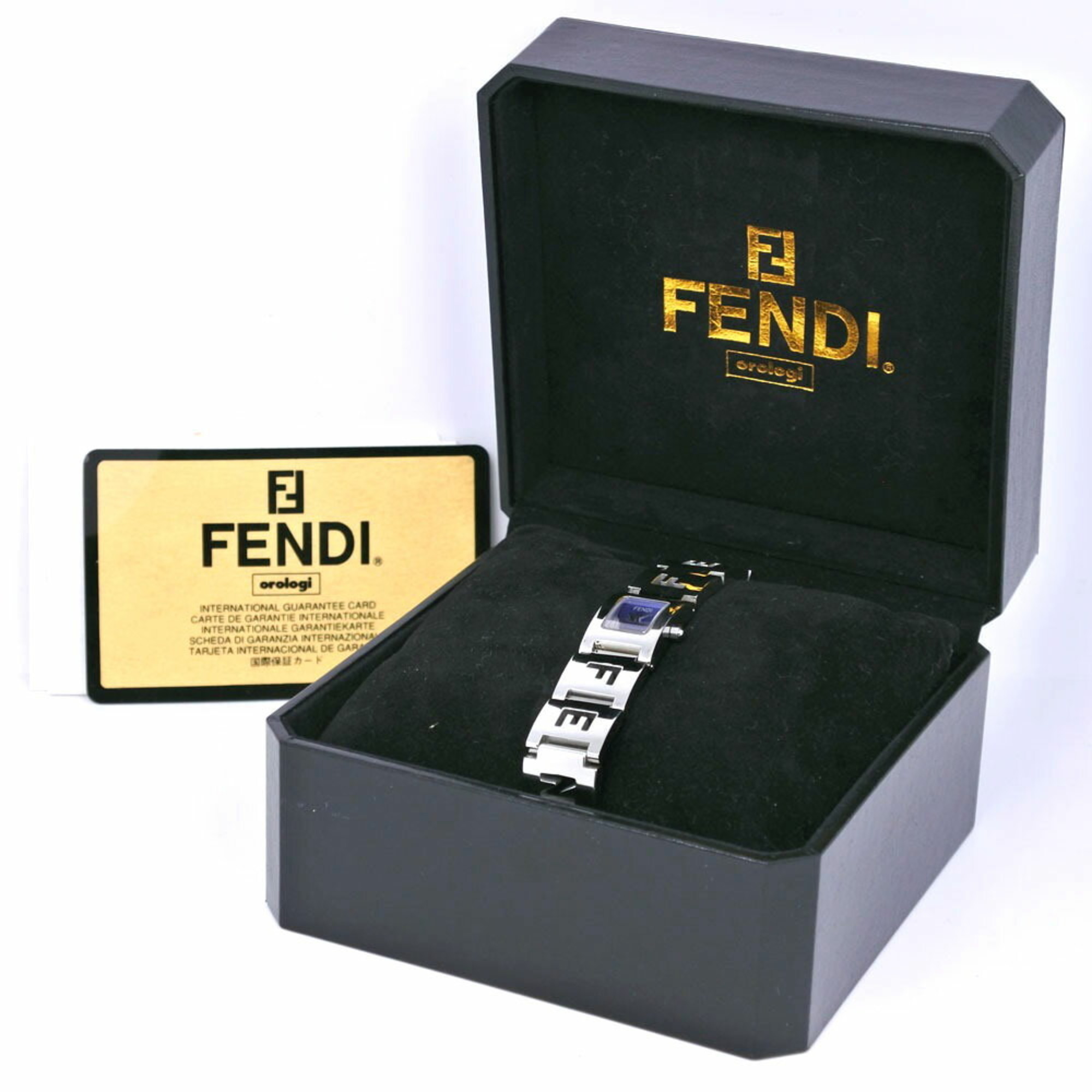 FENDI Watch 3150L Stainless Steel Swiss Made Quartz Analog Display Purple Dial Ladies