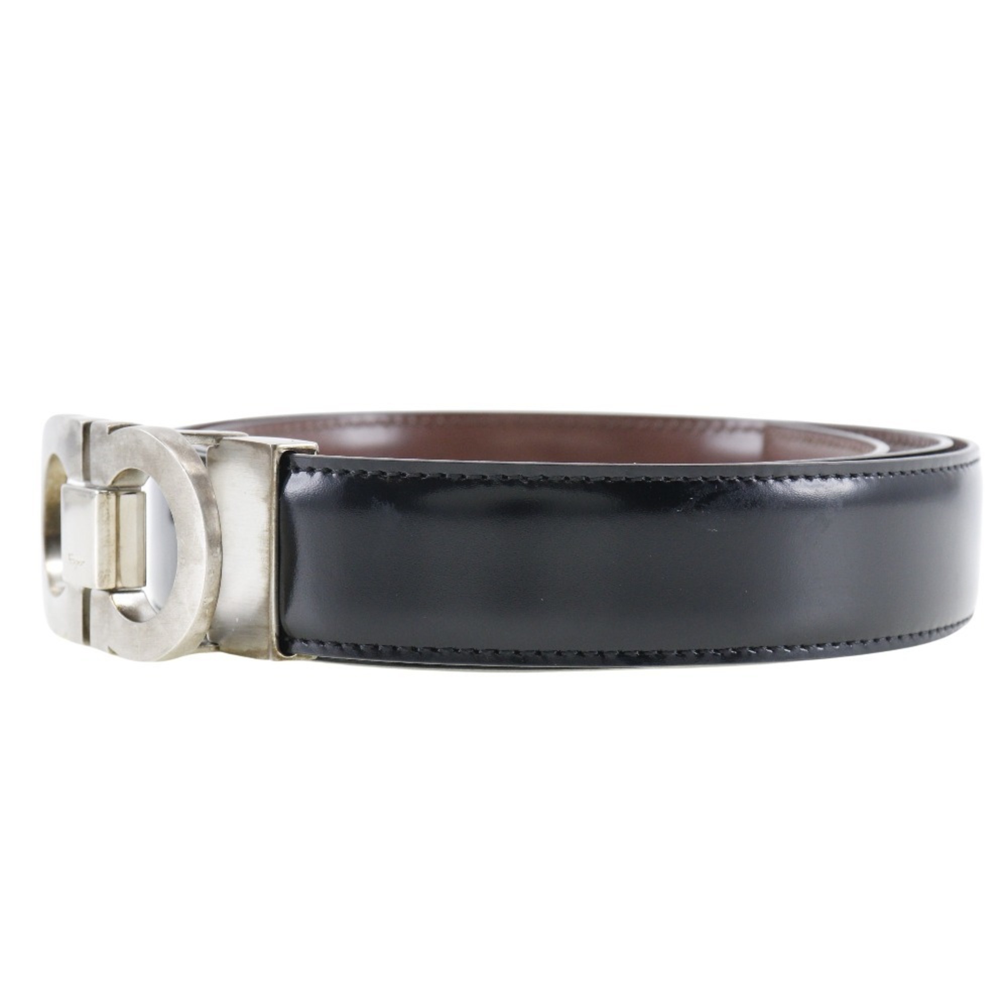 Salvatore Ferragamo Double Gancini Belt Reversible Leather Made in Italy Black/Brown Men's