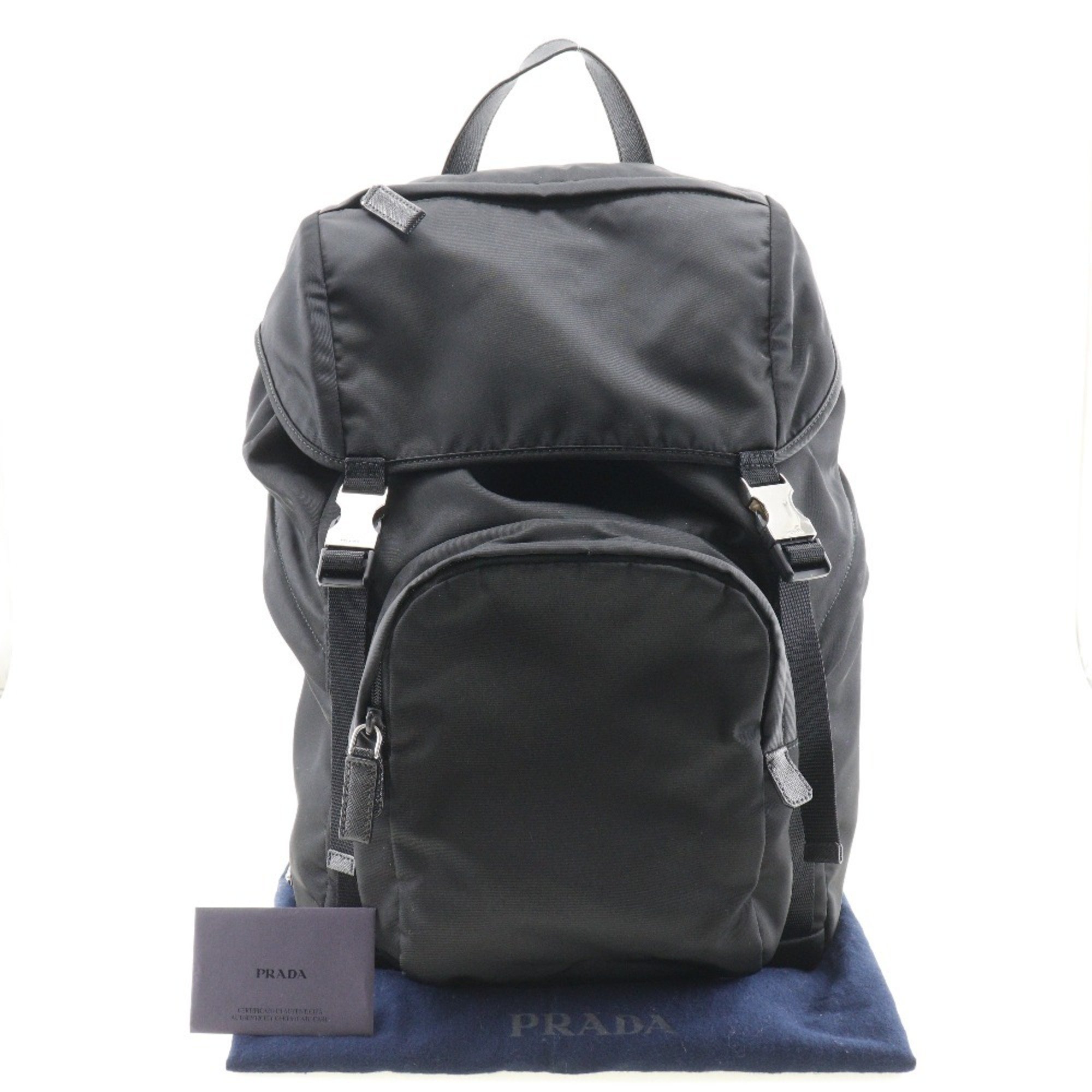 PRADA Rucksack/Daypack 2VZ135 Nylon NERO Shoulder Bag 2way A4 Flap Men's Women's