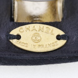CHANEL COCO Mark Valletta Vintage Satin x Gold Plated Made in France Black Ladies