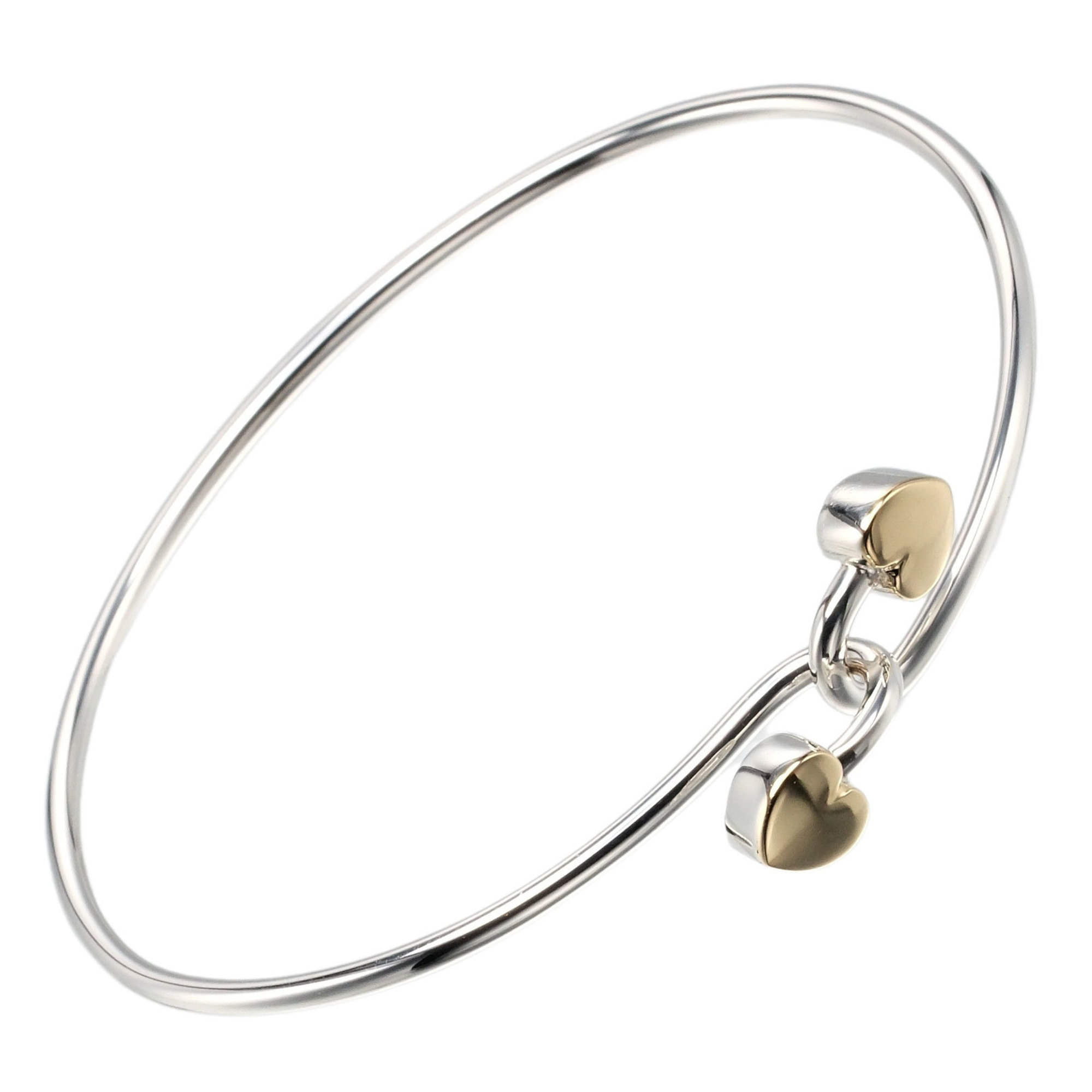 Tiffany TIFFANY&Co. Double Heart Bracelet Bangle Silver 925 K18 YG Yellow  Gold Approx. 8.53g | eLADY Globazone