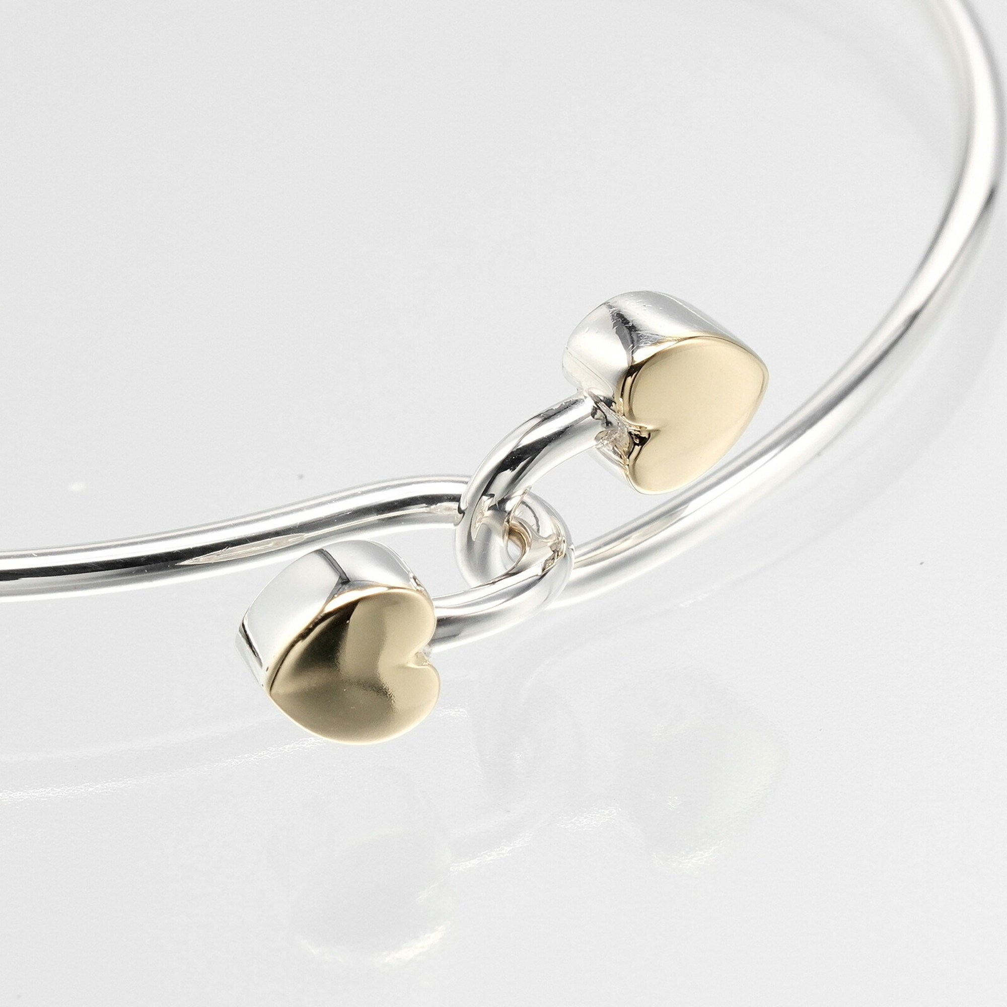 Tiffany TIFFANY&Co. Double Heart Bracelet Bangle Silver 925 K18 YG