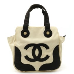 CHANEL Chanel Marshmallow Bag Coco Mark Tote Handbag Canvas Ivory White Black