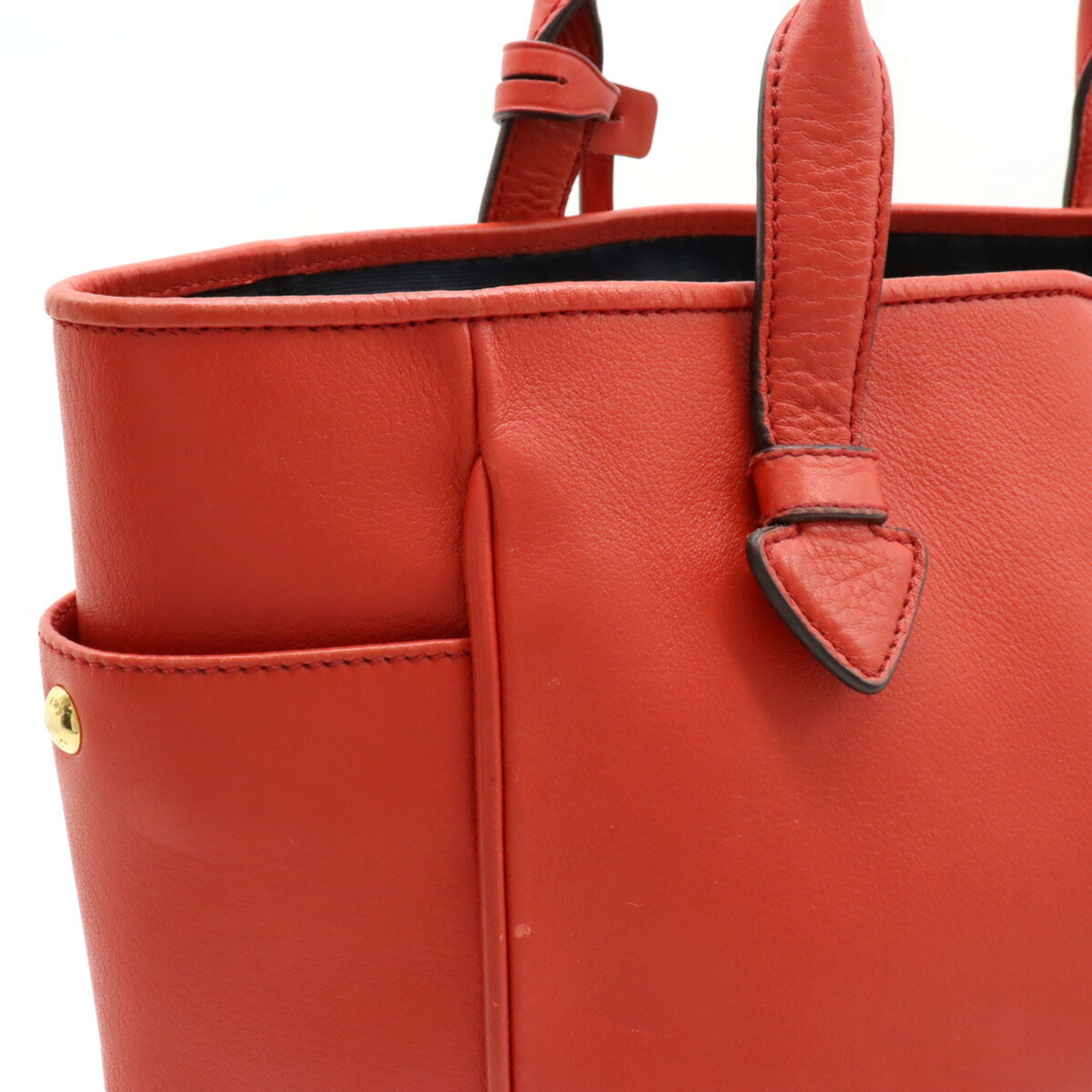 LOEWE Heritage Small Tote Bag Handbag Leather Orange Red 377.79.751