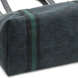 GUCCI Gucci GG canvas tote bag shoulder leather black green 137396