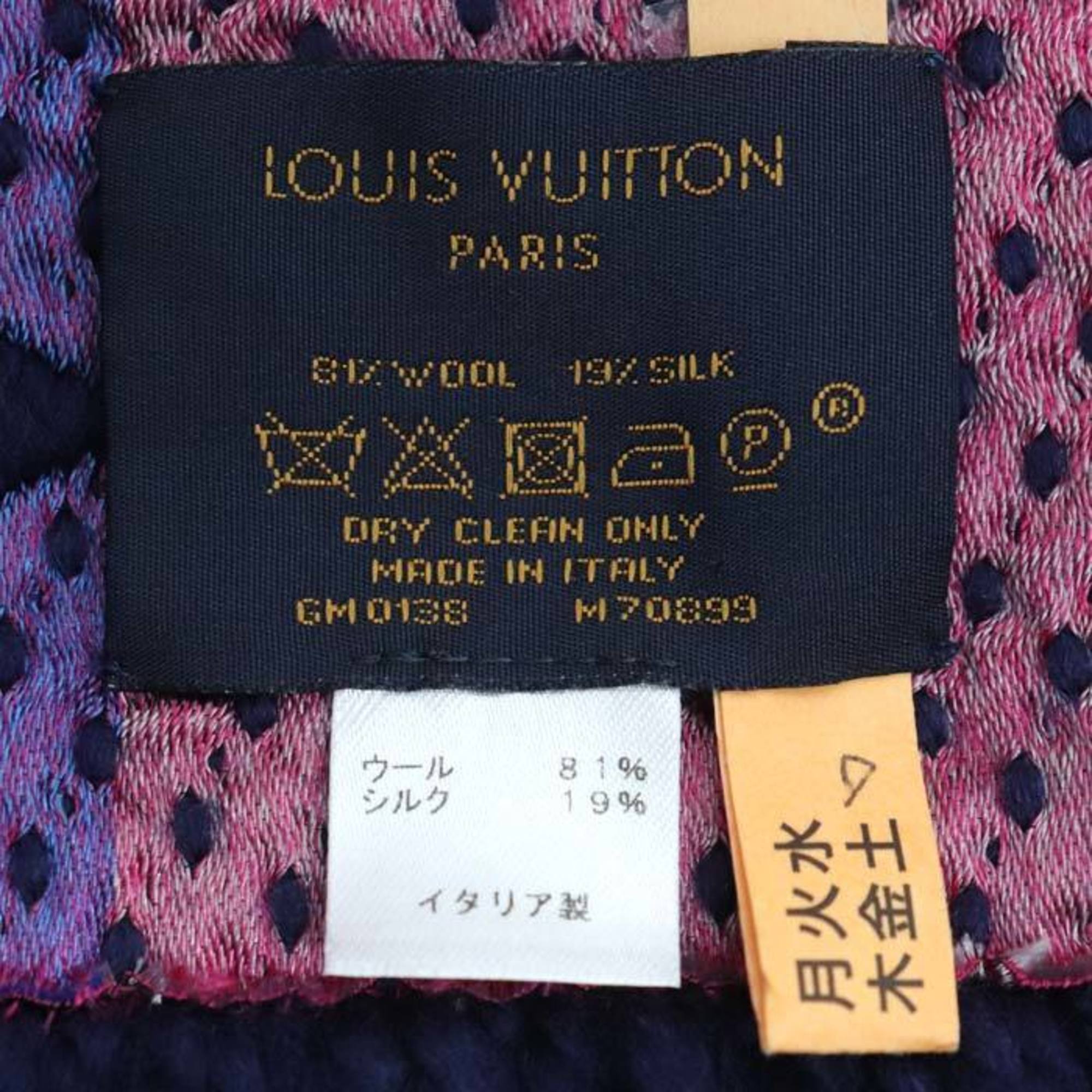 LOUIS VUITTON Echarpe Logomania Muffler Navy Multi M70899 GM0138 Women's