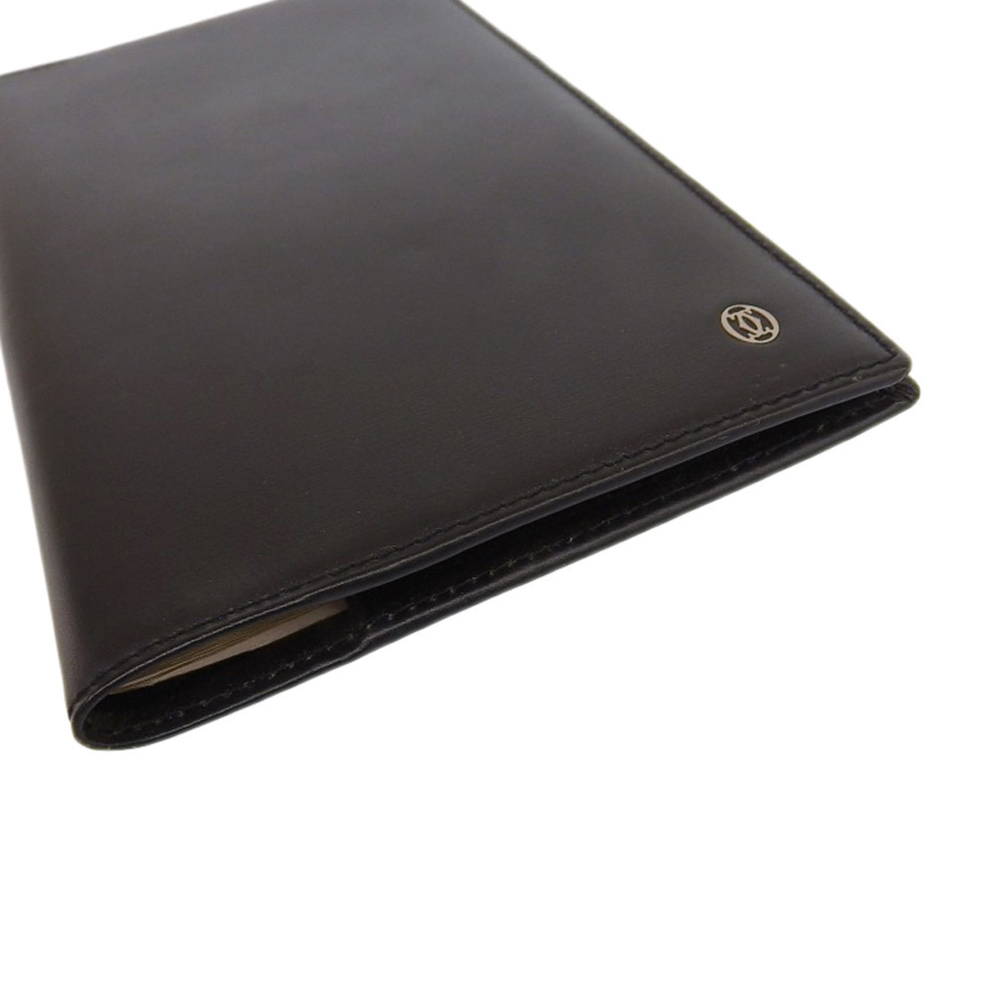 Cartier CARTIER Pasha Agenda Notebook Cover Pocket Address Book Leather Black