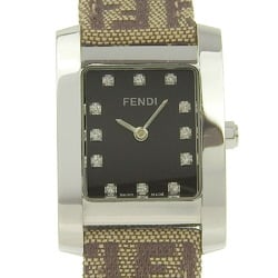 FENDI Orology Classico Ladies Quartz Watch 12P Diamond Black Dial FF Pattern Zucca 151 7000L 602