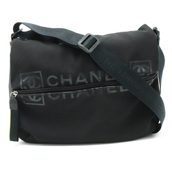 CHANEL Sports Line Coco Mark Shoulder Bag Nylon Rubber Black Neon Yellow A26709