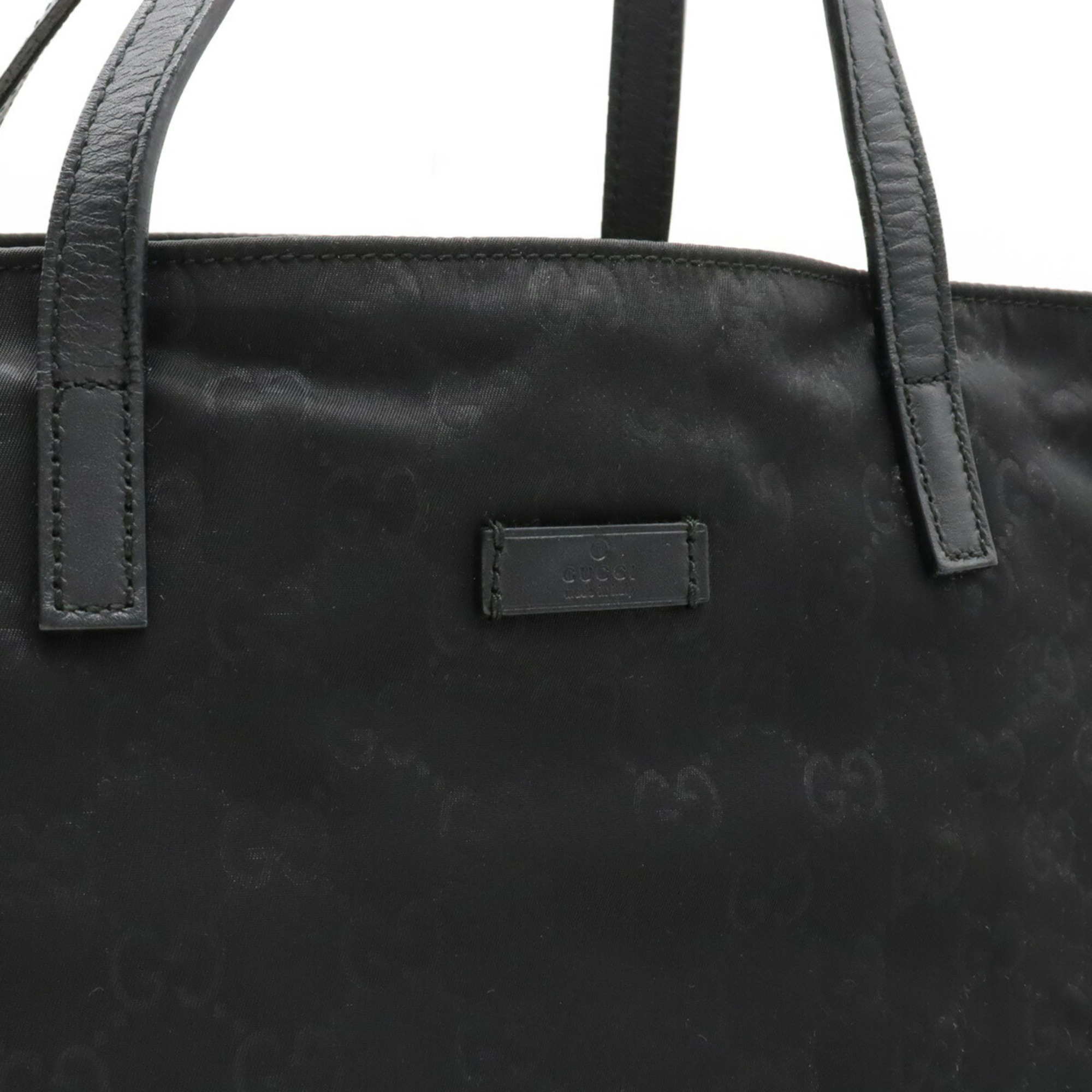 GUCCI Gucci GG Nylon Tote Bag Handbag Leather Black 282439